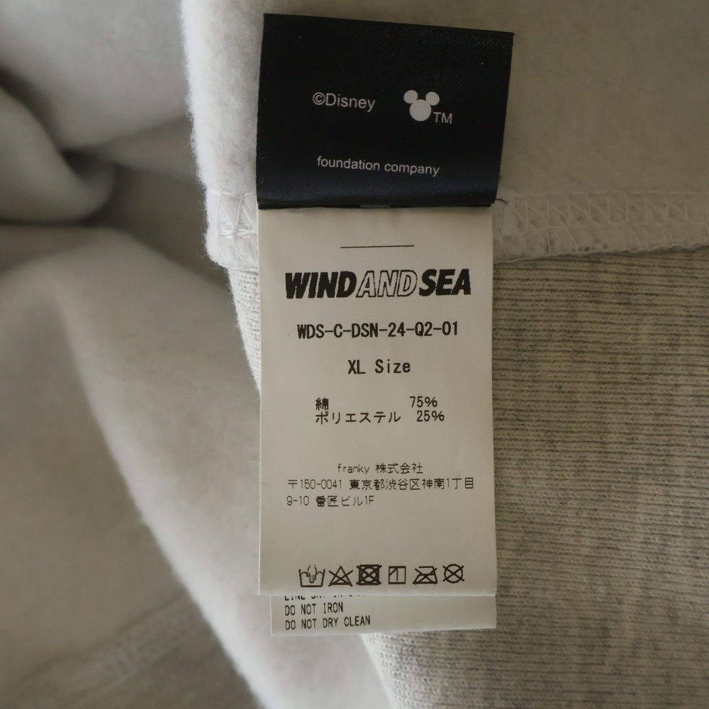 WIND AND SEA(ウィンダンシー) ×DISNEY ZIP UP HODDIE ディズニー プリント ジップアップフーディー パーカー グレー WDS-C-DCN-24-Q2-01