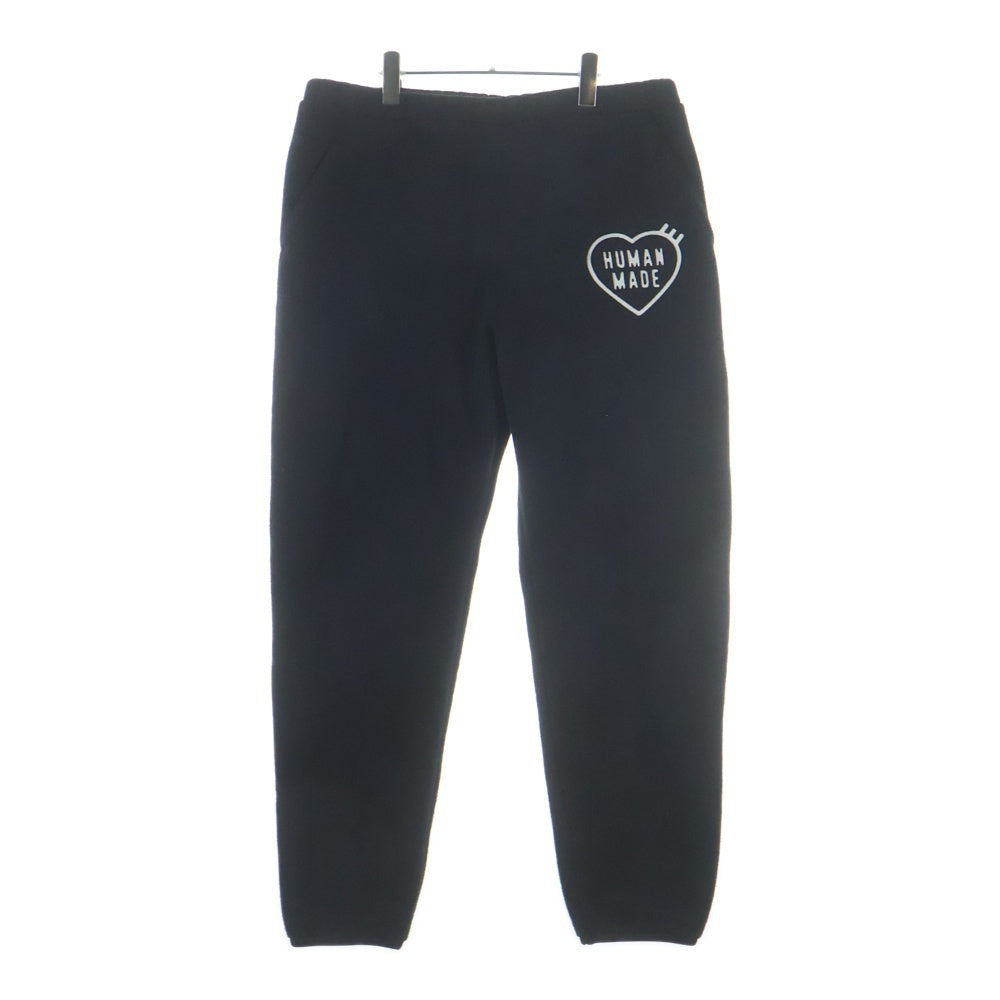 HUMAN MADE(ヒューマンメイド) FLEECE PANTS フリース ロゴエンブロイダリー ドローストリング ジョガーパンツ ブラック HM26PT021