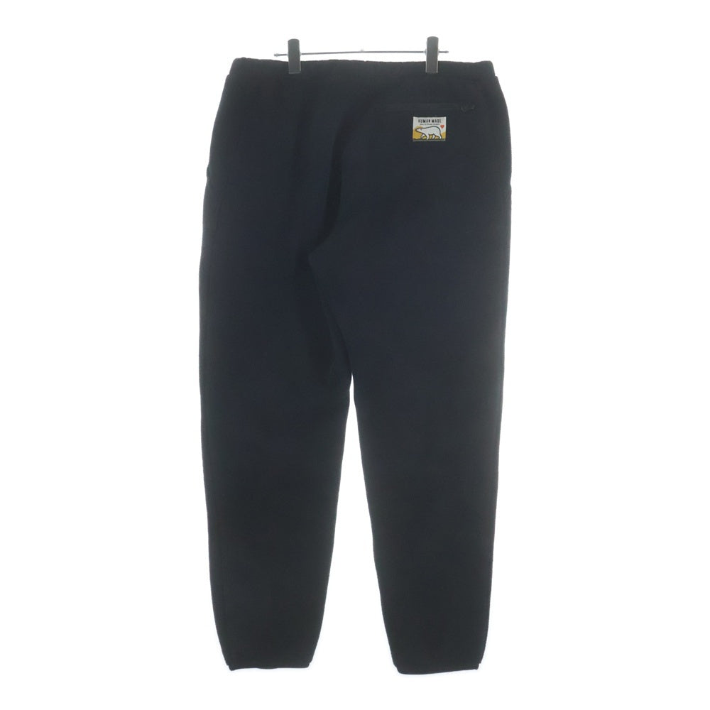 HUMAN MADE(ヒューマンメイド) FLEECE PANTS フリース ロゴエンブロイダリー ドローストリング ジョガーパンツ ブラック HM26PT021