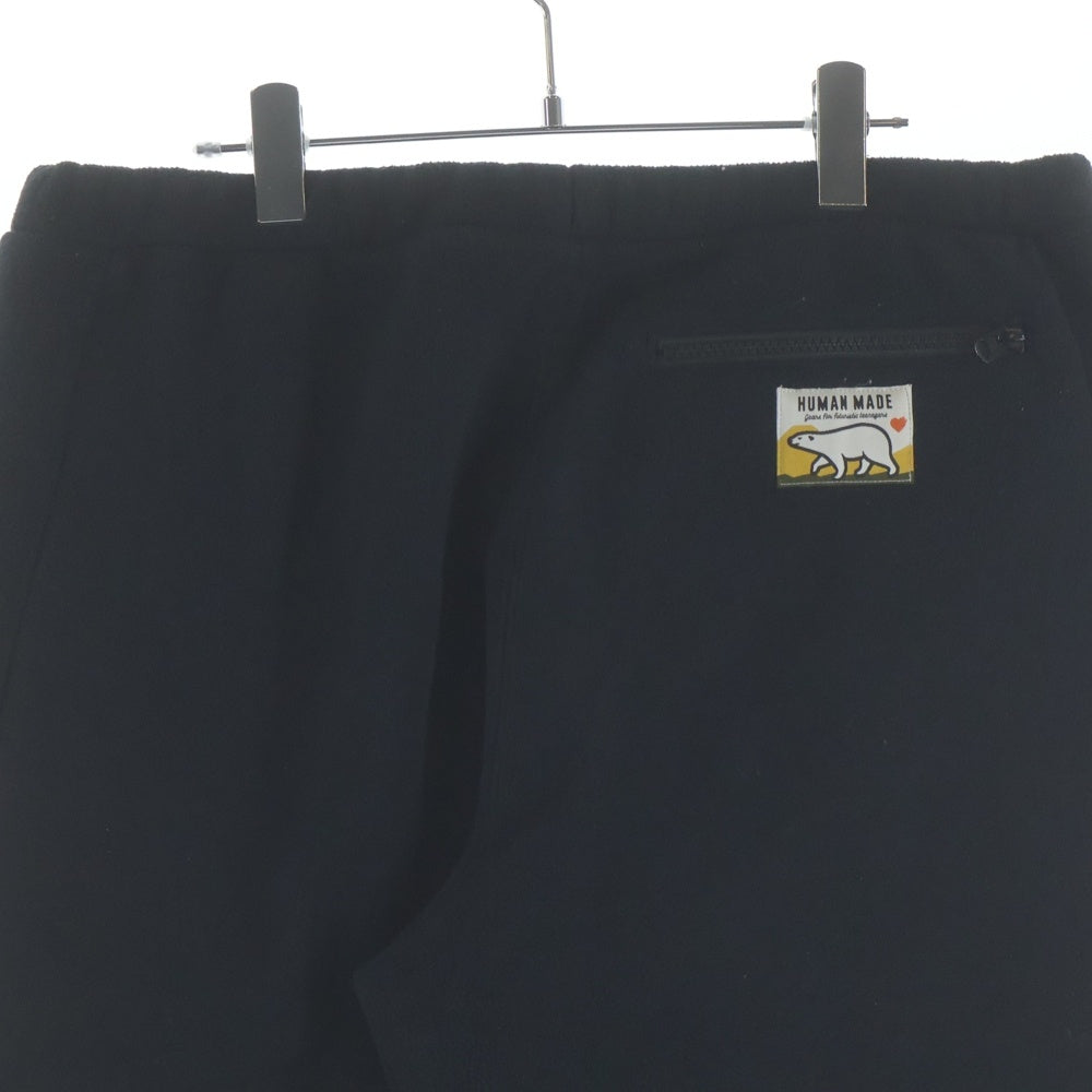 HUMAN MADE(ヒューマンメイド) FLEECE PANTS フリース ロゴエンブロイダリー ドローストリング ジョガーパンツ ブラック HM26PT021