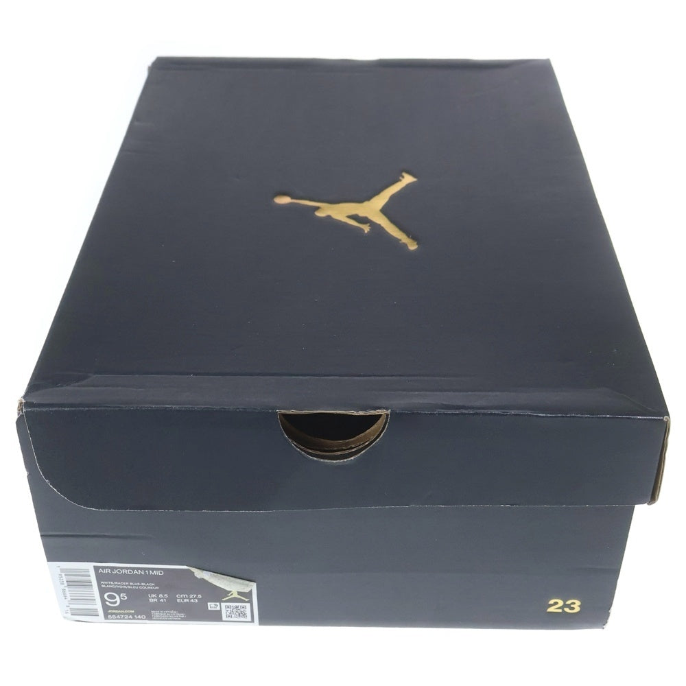 NIKE(ナイキ) AIR JODAN 1 MID エアジョーダン ミッドカットスニーカー ホワイト/ブルー US9.5/27.5cm 554724-140