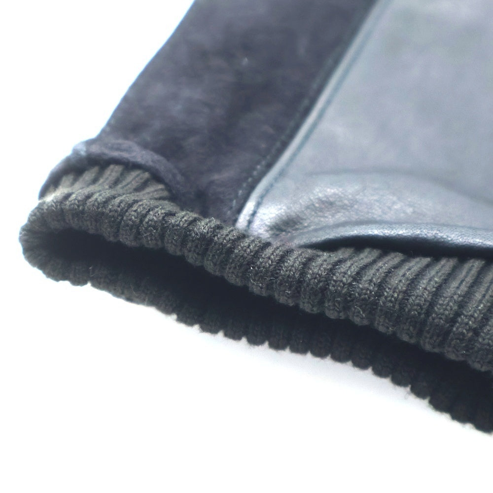 NEIGHBORHOOD(ネイバーフッド) 22AW LEATHER PANEL GLOVE ロゴプリント レザー パネル切替 グローブ 手袋 ブラック