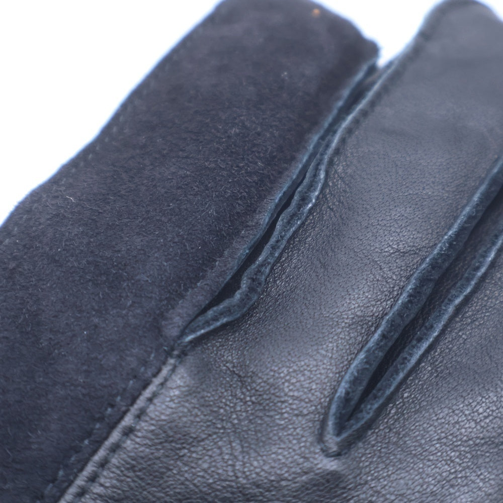 NEIGHBORHOOD(ネイバーフッド) 22AW LEATHER PANEL GLOVE ロゴプリント レザー パネル切替 グローブ 手袋 ブラック