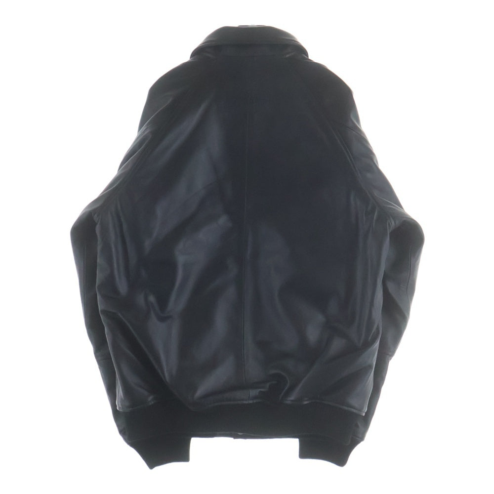 Hideandseek(ハイドアンドシーク) ×Toru Nishiura LEATHER VARSITY JACKET 西浦徹 ロゴパッチ シープレザー バーシティジャケット ブルゾン ブラック H30th-010126
