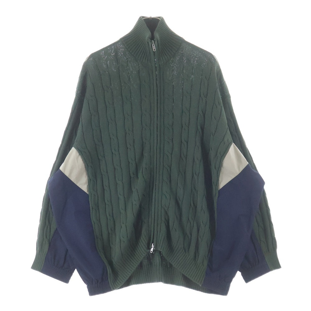 BALENCIAGA(バレンシアガ) HYBRID JACKET ドッキングデザイン バックロゴプリント コットンニット ダブルジップアップ ハイブリッドジャケット 856719 T3437