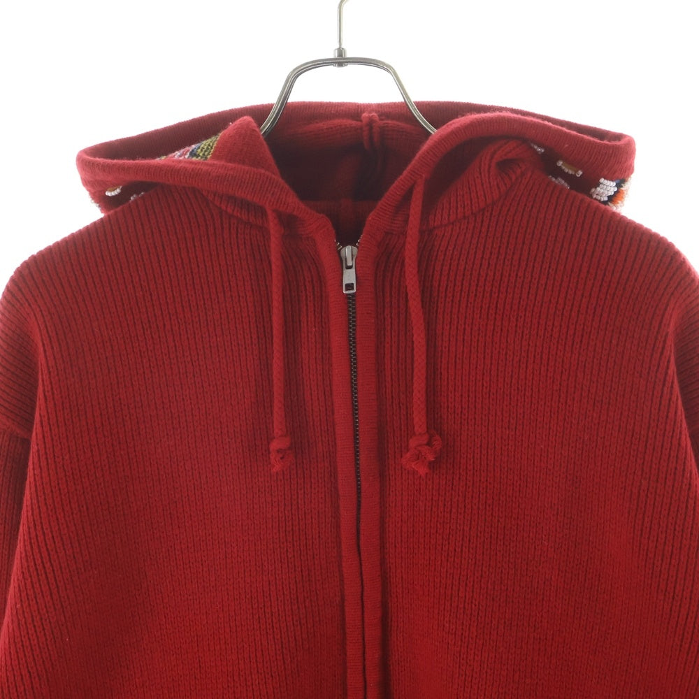 SUPREME(シュプリーム) 25AW Beaded Zip Up Hooded Sweater ビーズ装飾 ウールナイロンニット ジップアップパーカー セーター レッド
