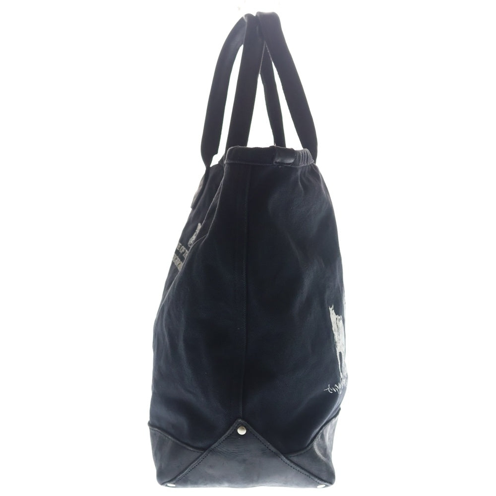 NEIGHBORHOOD(ネイバーフッド) 25AW NH X OOTD . TOTE BAG 両面プリント レザー切替 コットンキャンバス トートバッグ ブラック 252TQODN-CG01