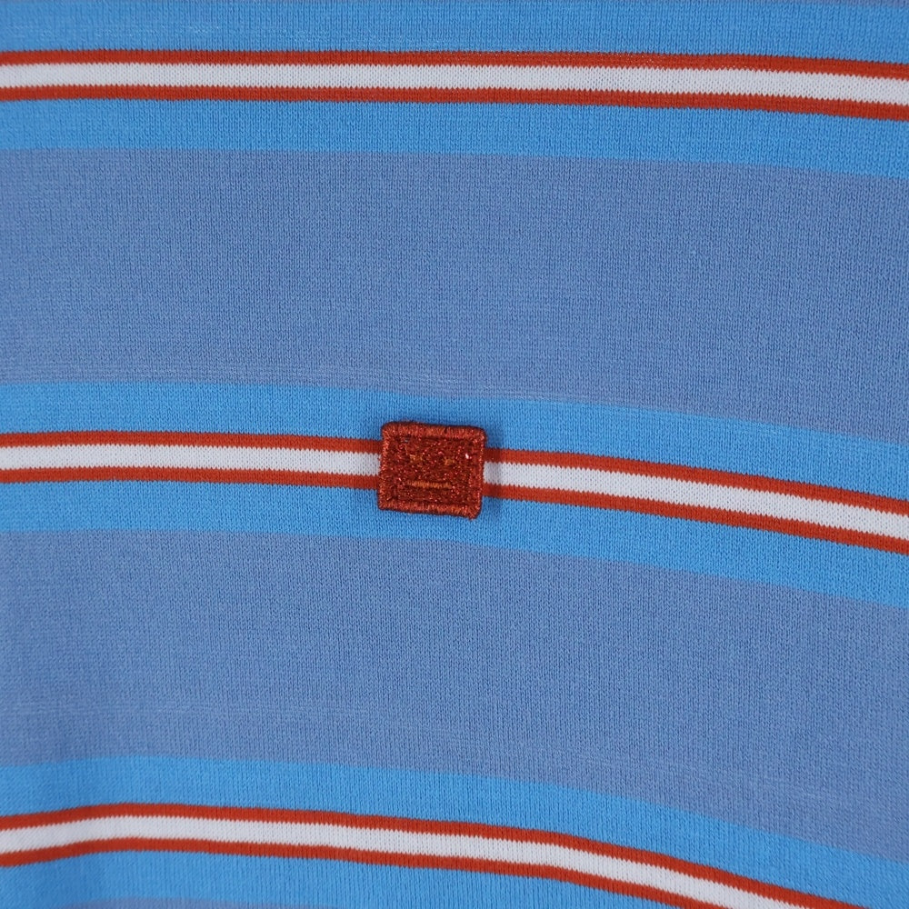 Acne Studios(アクネ ストゥディオズ) 24SS FARRIN FACE パッチ付き レイヤード ボーダー コットンTシャツ カットソー ブルー FA-UX-TSHI000302