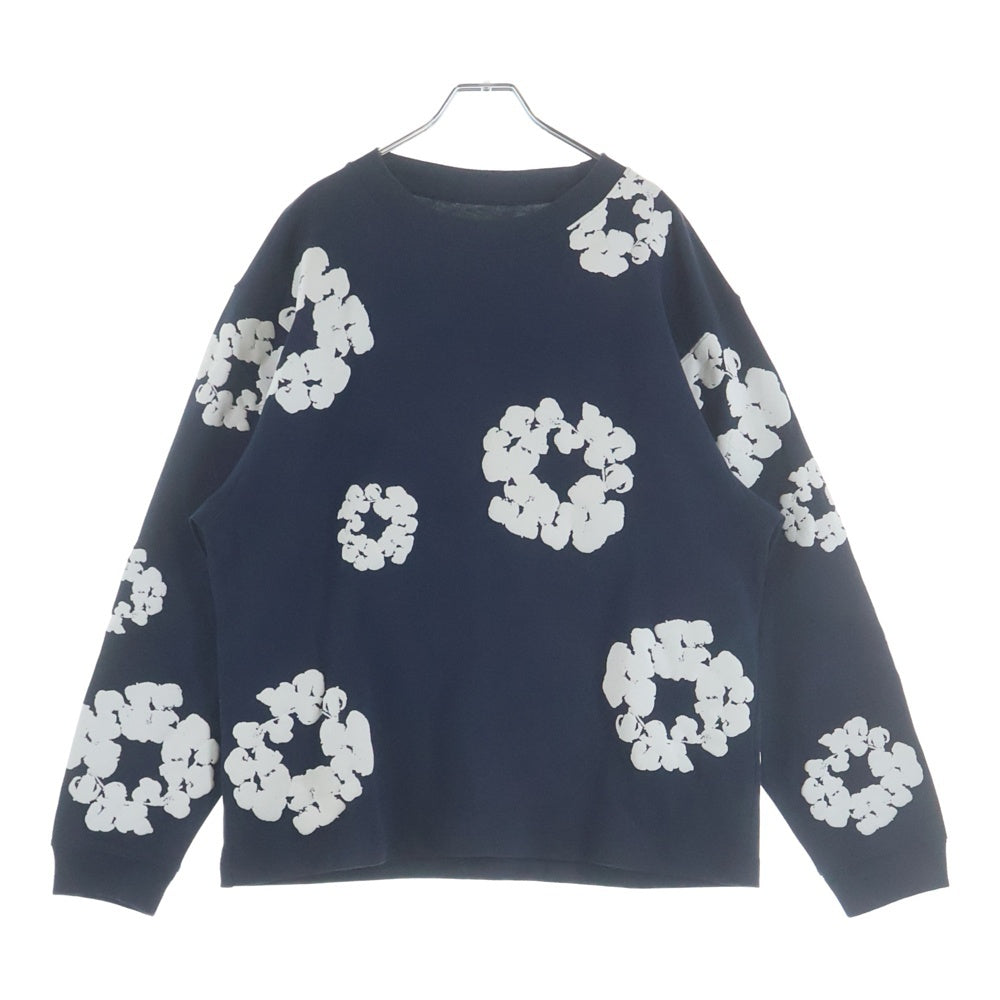 DENIM TEARS(デニムティアーズ) COTTON WREATH LONG SLEEVE T-SHIRT コットン リース ロングスリーブカットソー 花柄 長袖Tシャツ ネイビー