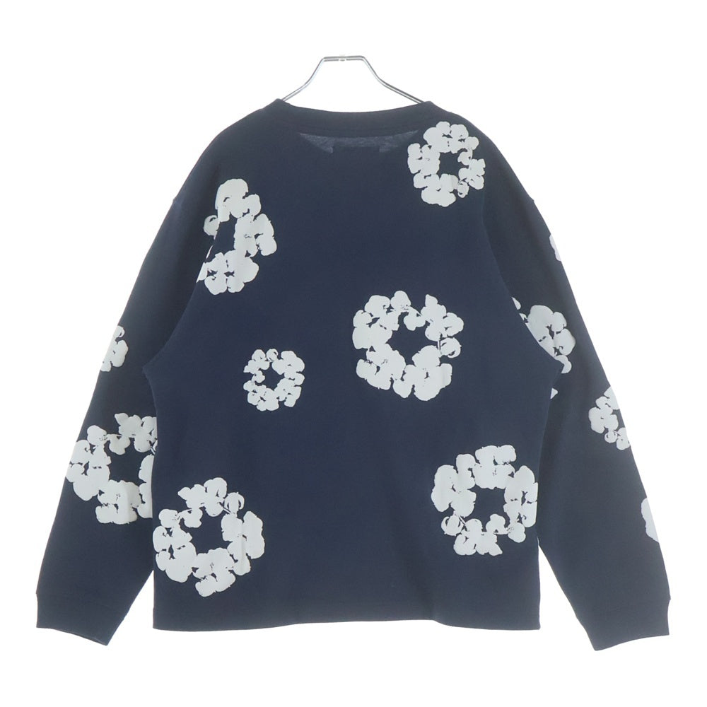 DENIM TEARS(デニムティアーズ) COTTON WREATH LONG SLEEVE T-SHIRT コットン リース ロングスリーブカットソー 花柄 長袖Tシャツ ネイビー