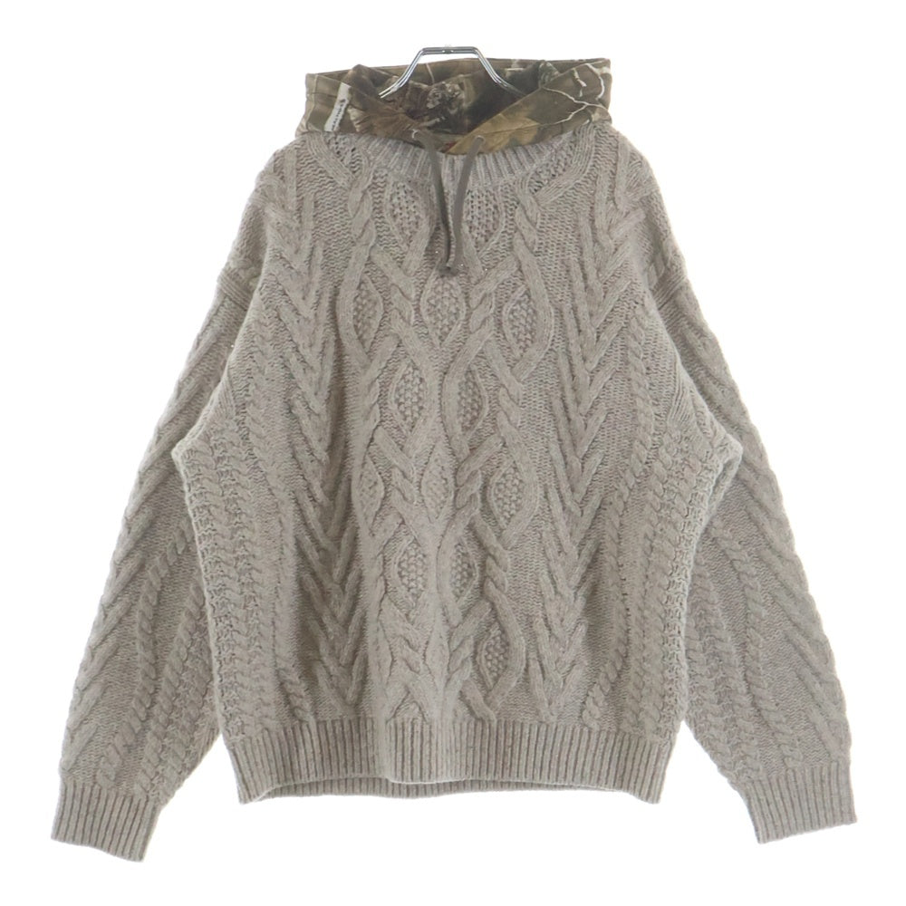 SUPREME(シュプリーム) 25AW Cable Hooded Sweater Oatmeal ケーブル フードセーター オートミール プルオーバー ニットドッキングパーカー ベージュ