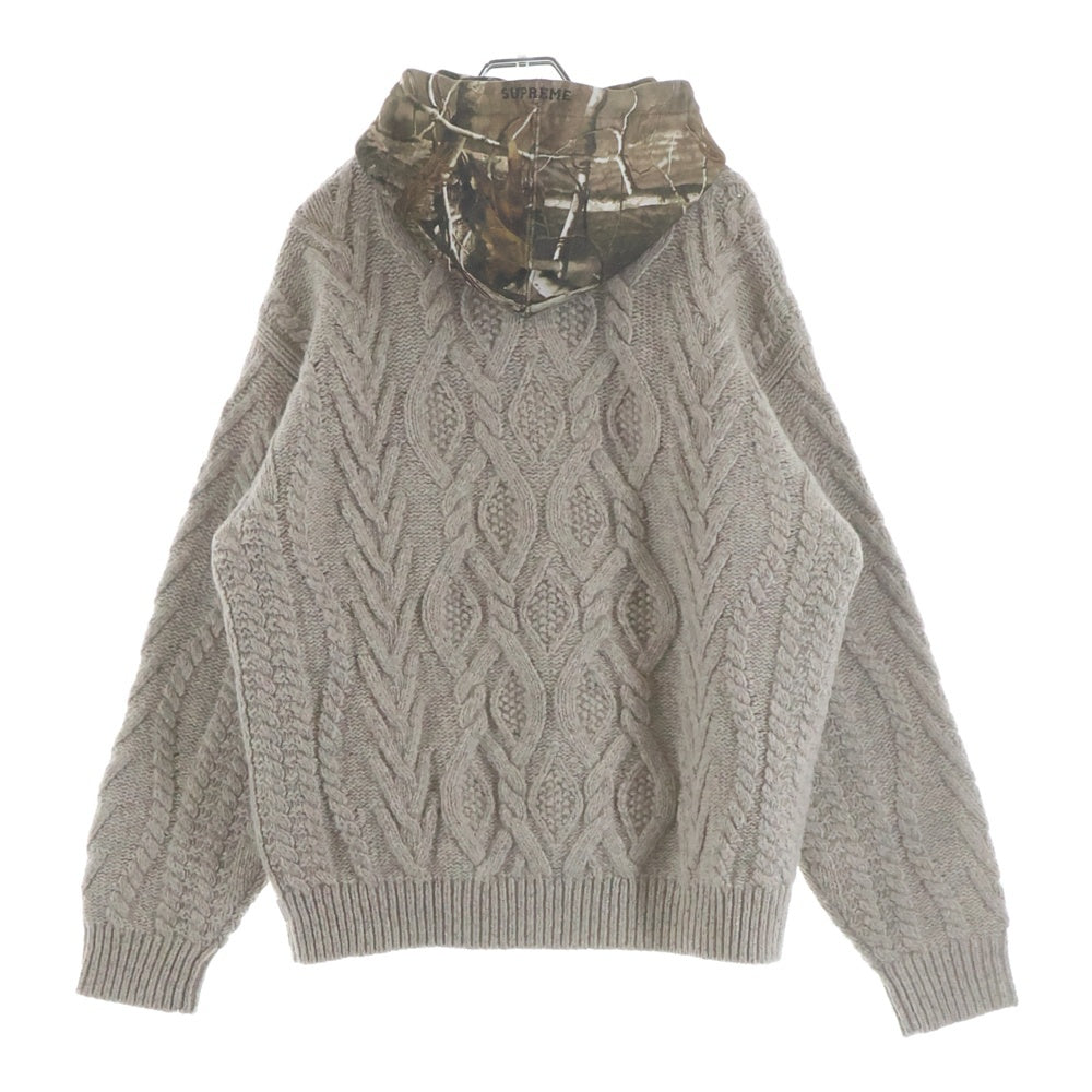 SUPREME(シュプリーム) 25AW Cable Hooded Sweater Oatmeal ケーブル フードセーター オートミール プルオーバー ニットドッキングパーカー ベージュ