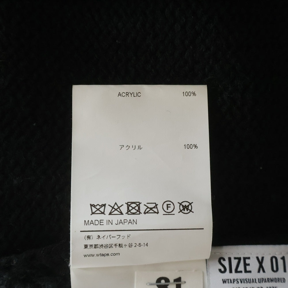 WTAPS(ダブルタップス) 22AW PALMER SWEATER ACRYLIC パーマーセーター アクリルニット ジップアップ カーディガン ブラック 222MADT-KNM04