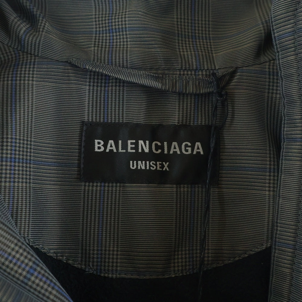 BALENCIAGA(バレンシアガ) GREY COTTON TRACKSUIT JACKET チェック柄 ロゴエンブロイダリー コットン トラックスーツ ジャケット グレー 843937 TS040