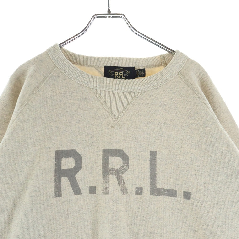 RRL(ダブルアールエル) LOGO FLEECE SWEATSHIRT ロゴプリント ヴィンテージ加工 フリース スウェットトレーナー 裏起毛 アイボリー