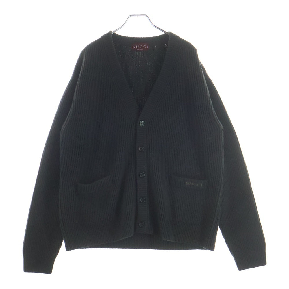 GUCCI(グッチ) Charcoal Wool Blend Cardigan ロゴデザイン ウールニット カーディガン グレー 833501 XKEYK