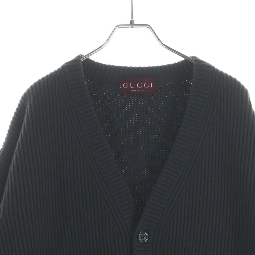 GUCCI(グッチ) Charcoal Wool Blend Cardigan ロゴデザイン ウールニット カーディガン グレー 833501 XKEYK