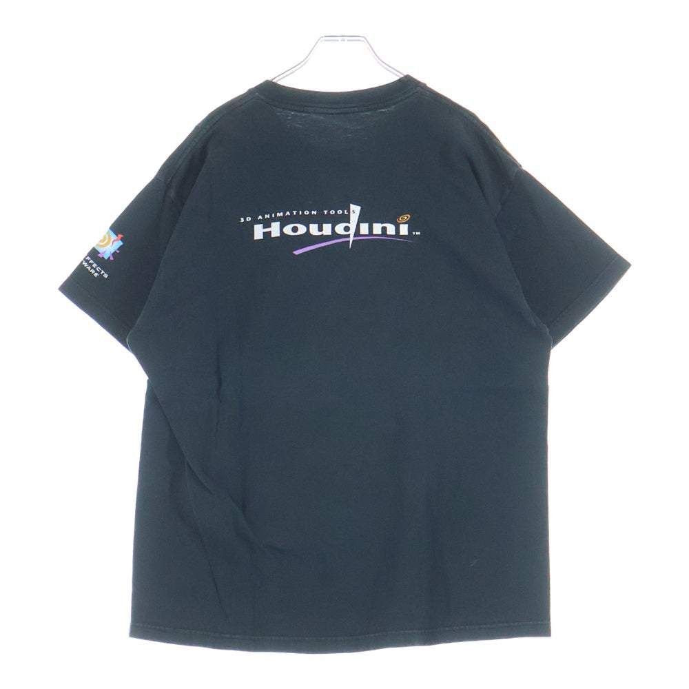 VINTAGE(ヴィンテージ) 90S HOUDINI get.hip TEE ヴィンテージ フーディニ メッセージプリント 企業Tシャツ 半袖クルーネックカットソー ブラック