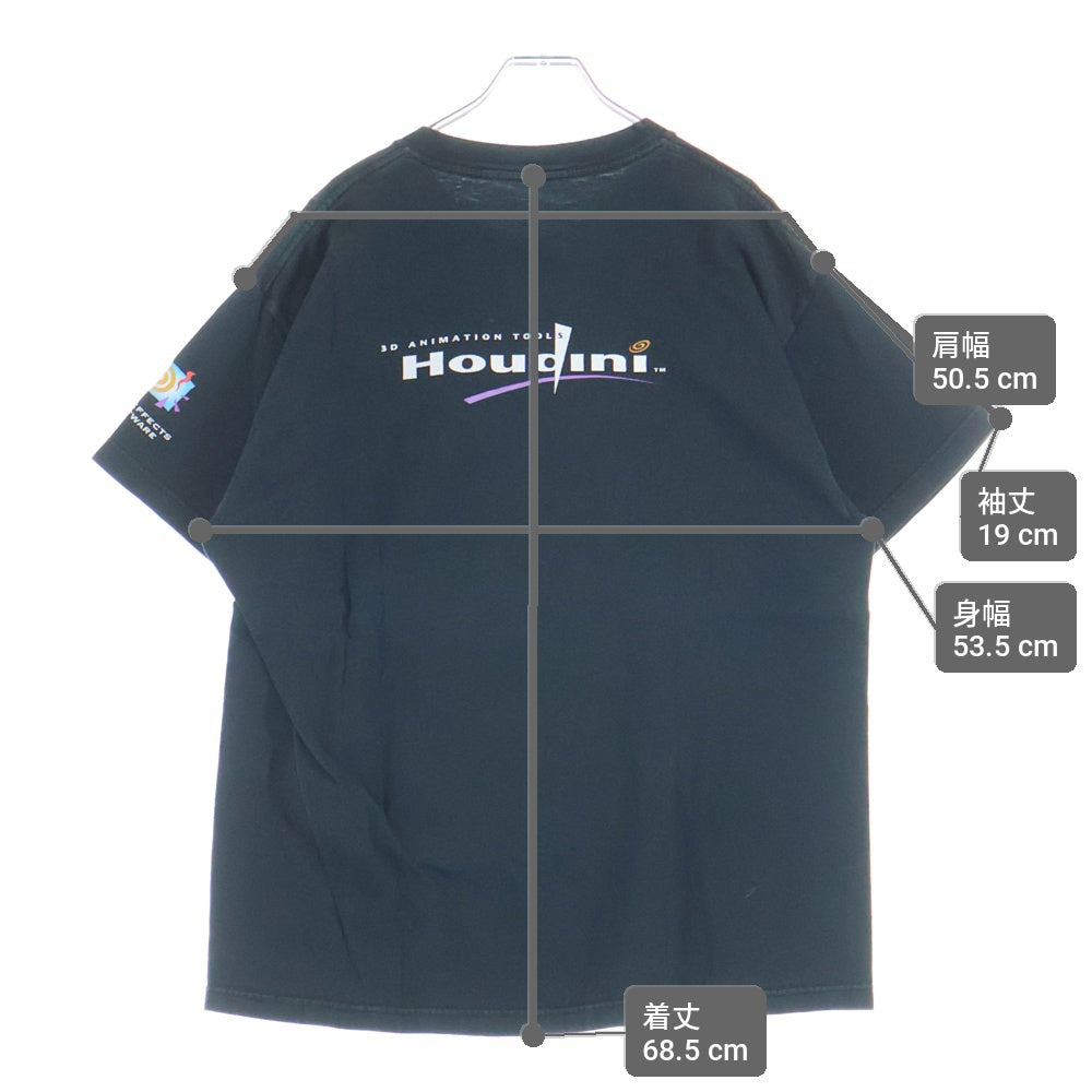 VINTAGE(ヴィンテージ) 90S HOUDINI get.hip TEE ヴィンテージ フーディニ メッセージプリント 企業Tシャツ 半袖クルーネックカットソー ブラック