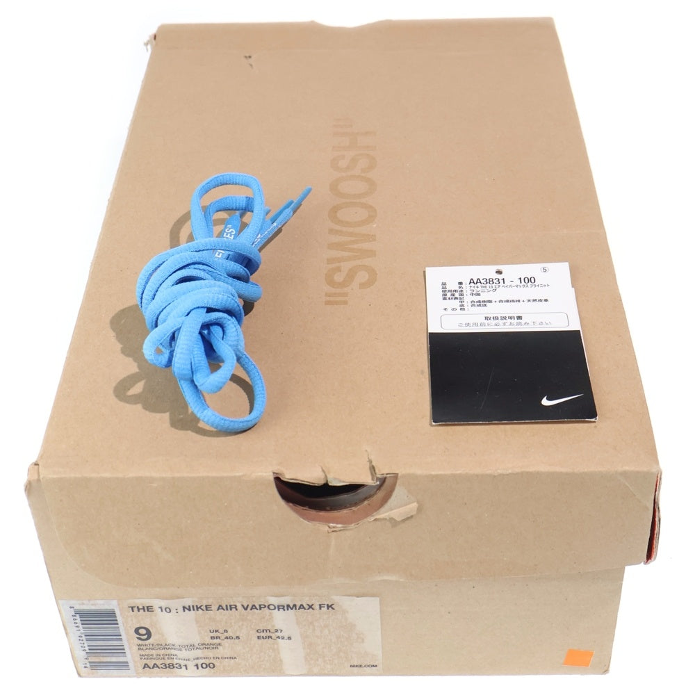 NIKE(ナイキ) ×OFF-WHITE THE 10 AIR VAPORMAX FK オフホワイト ザテン エアヴェイパーマックス フライニット ローカットスニーカー ホワイト US9/27cm AA3831-100