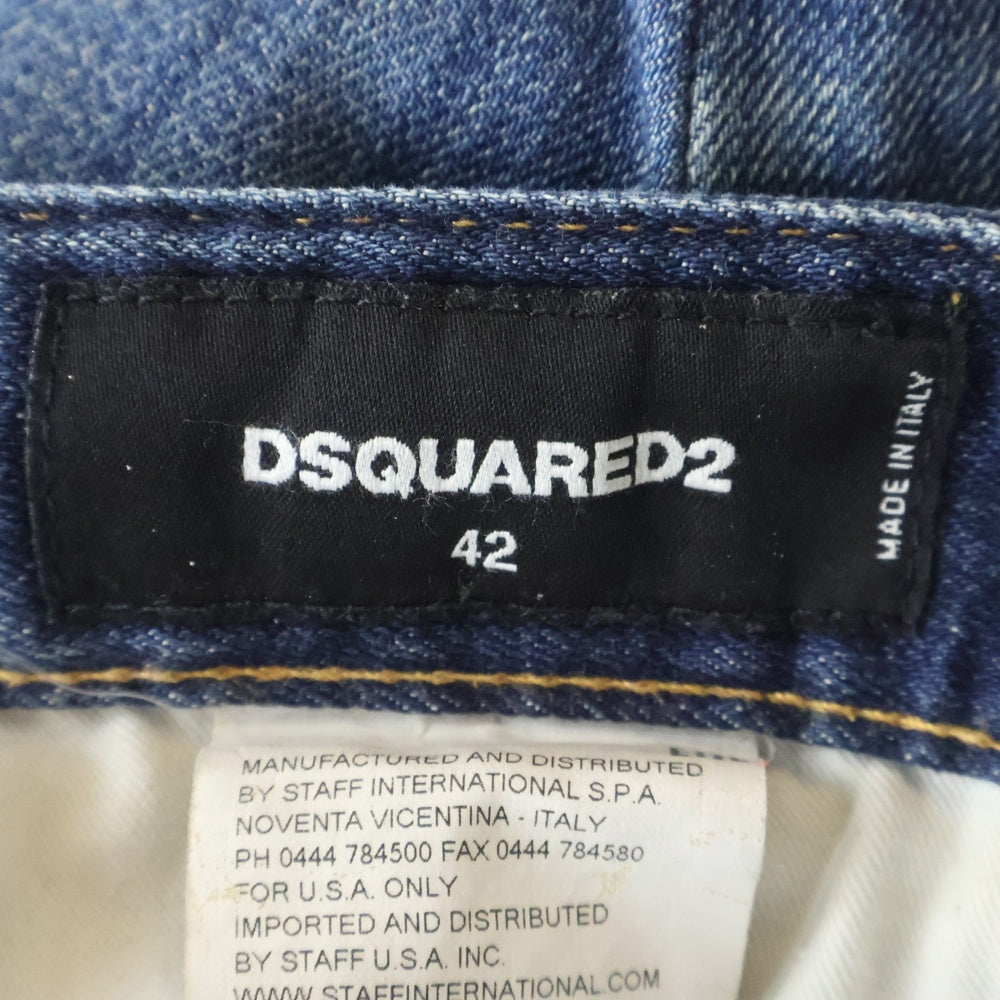 DSQUARED2(ディースクエアード) 17AW TIDY BIKER JEAN タイディバイカージーンズ ダメージ加工 ボタンフライ デニムスキニーパンツ インディゴ S74LB0259 S30342