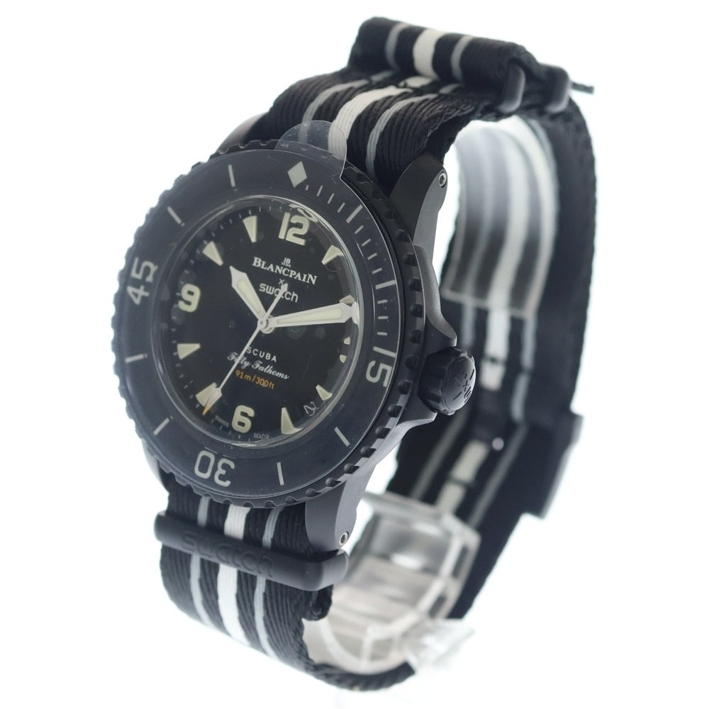 SWATCH(スウォッチ) ×BLANCPAIN OCEAN OF STORMS CE ブランパン オーシャンオブストーム ナイロン AT 自動巻き 腕時計 ブラック SO35B400