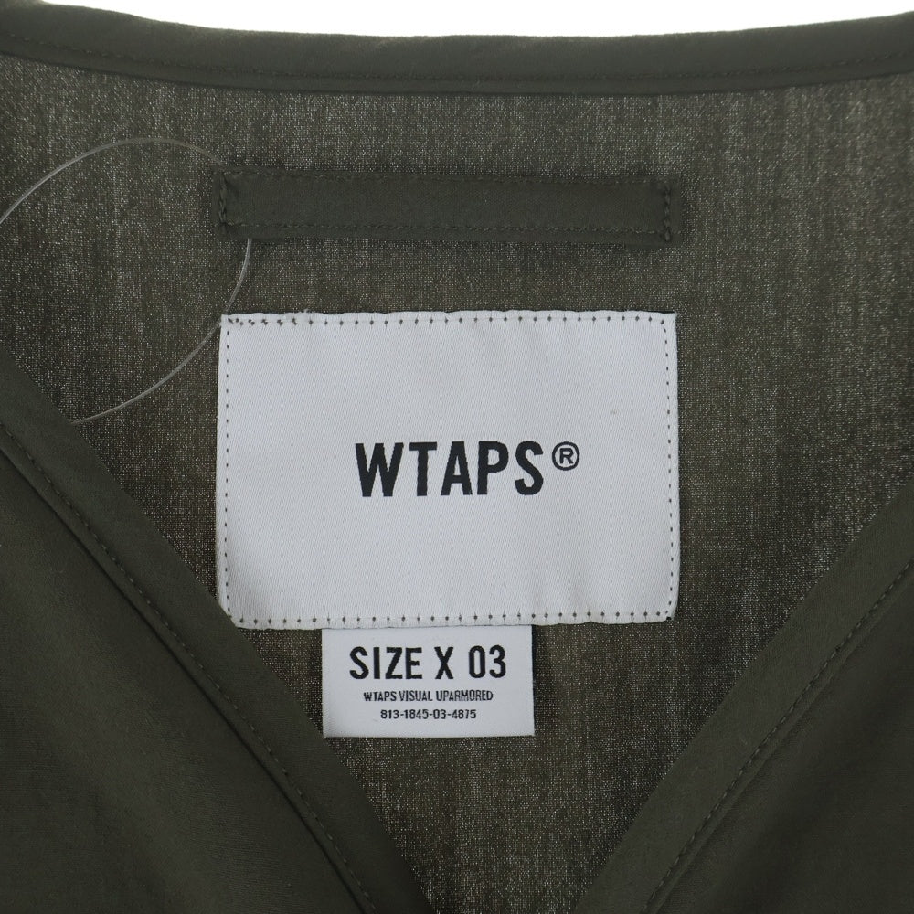 WTAPS(ダブルタップス) 24SS SCOUT 02 LS POLY BROADCLOTH SPEC バックプリント 長袖ノーカラーシャツ オリーブ 241CWDT-SHM06