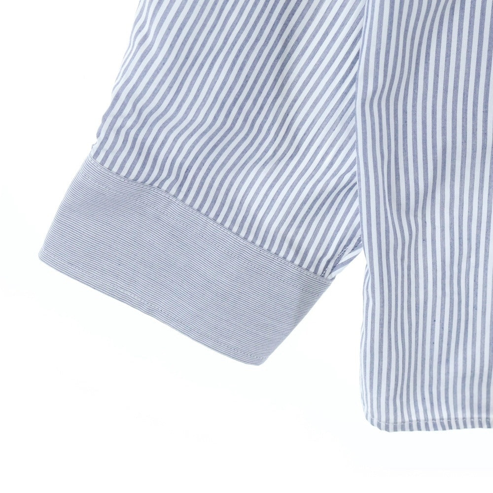WTAPS(ダブルタップス) 24SS BD 01 /LS / CTPL. BROADCLOTH. TEXTILE. テキシタイルロゴプリント ドッキング 長袖ストライプシャツ ホワイト/グレー 241TQDT-SHM01