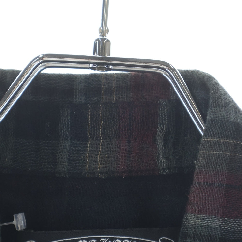 CHROME HEARTS(クロムハーツ) WESTN ウエスタン ダガージップバックフレアニー シープスキン ガーゼチェック 長袖シャツ レッド/ブラック