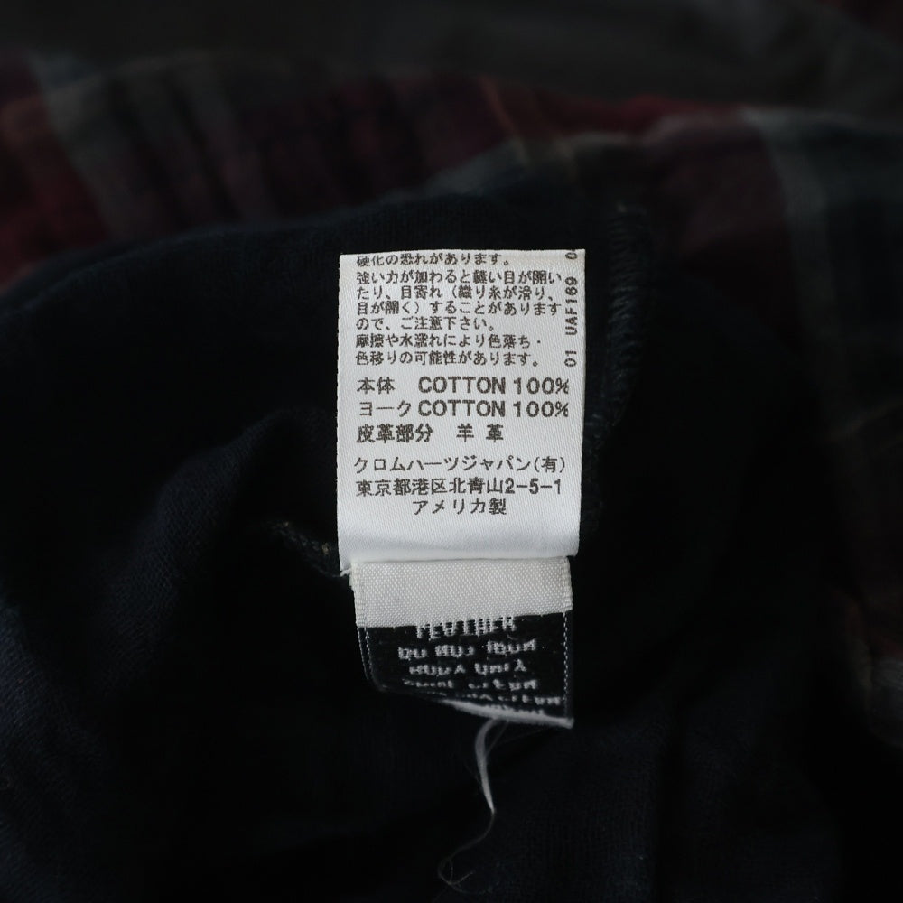 CHROME HEARTS(クロムハーツ) WESTN ウエスタン ダガージップバックフレアニー シープスキン ガーゼチェック 長袖シャツ レッド/ブラック