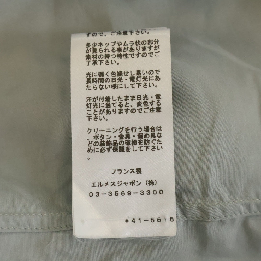 HERMES(エルメス) レギュラーカラー ロングスリーブ シルクシャツ ブルー