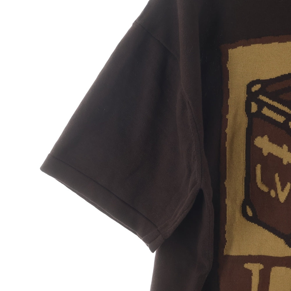 LOUIS VUITTON(ルイヴィトン) 24SS フロントトランクデザイン コットン クルーネック 半袖ニットセーター ブラウン RM241 AUR HQN83W