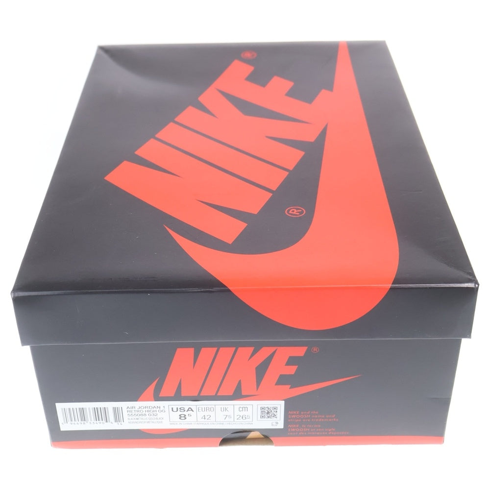 NIKE(ナイキ) AIR JORDAN 1 RETRO HIGH OG Black-Metalic Gold エアジョーダン1 レトロ ブラックメタリックゴールド ハイカットスニーカー US8.5/26.5cm 555088-032