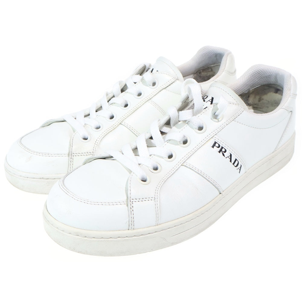 PRADA(プラダ) ロゴ レースアップ レザーローカットスニーカー ホワイト 2EG 391