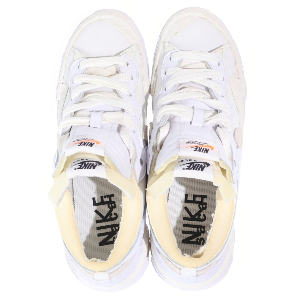 NIKE(ナイキ) ×sacai BLAZER LOW WHITE PATENT LEATHER サカイ ブレイザー パテント レザーローカットスニーカー ホワイト US9.5/27.5cm DM6443-100