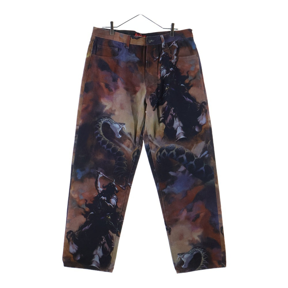 SUPREME(シュプリーム) 24AW Frank Frazetta Loose Fit Jean フランクフラゼッタ 総柄アートプリント ボタンフライ デニムパンツ マルチカラー