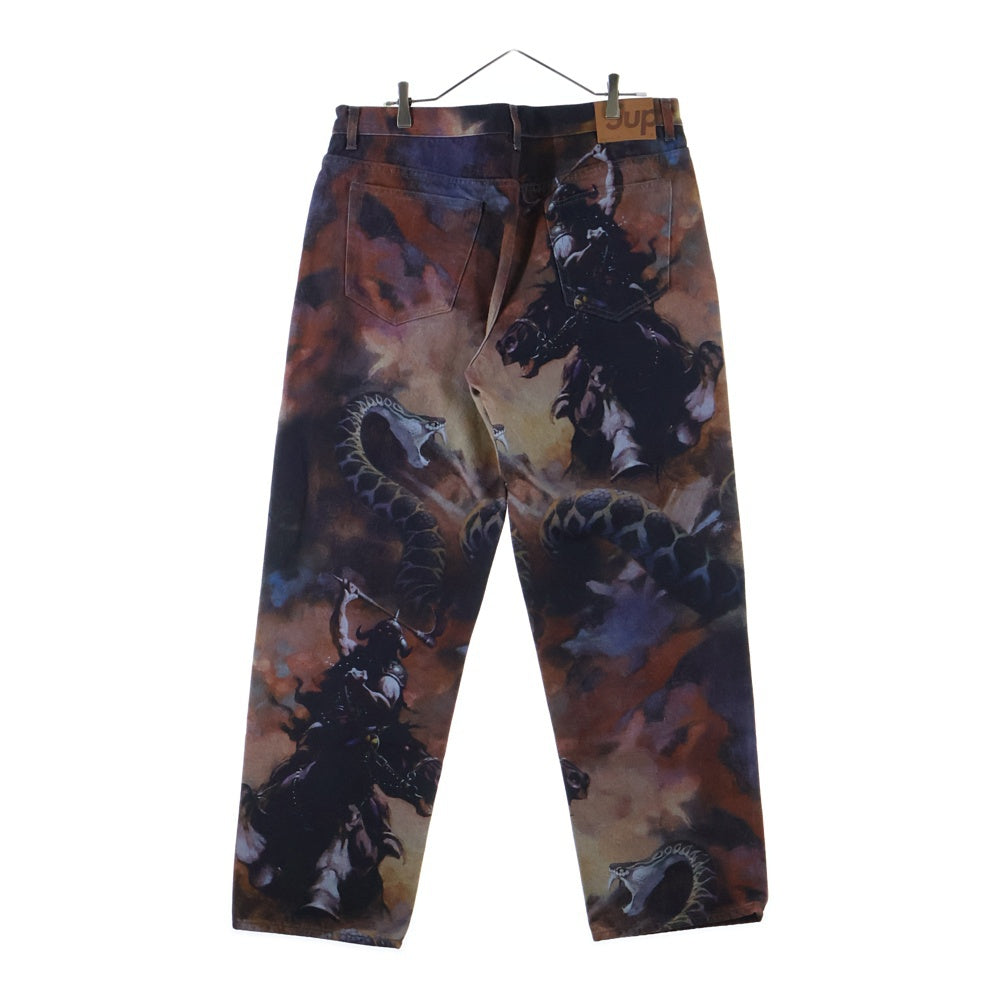 SUPREME(シュプリーム) 24AW Frank Frazetta Loose Fit Jean フランクフラゼッタ 総柄アートプリント ボタンフライ デニムパンツ マルチカラー