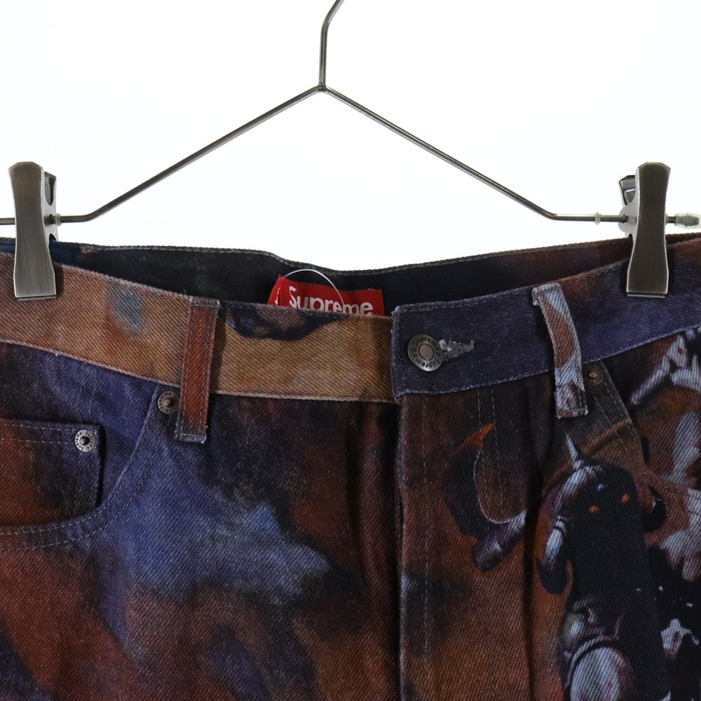SUPREME(シュプリーム) 24AW Frank Frazetta Loose Fit Jean フランクフラゼッタ 総柄アートプリント ボタンフライ デニムパンツ マルチカラー