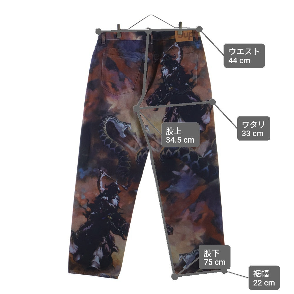 SUPREME(シュプリーム) 24AW Frank Frazetta Loose Fit Jean フランクフラゼッタ 総柄アートプリント ボタンフライ デニムパンツ マルチカラー