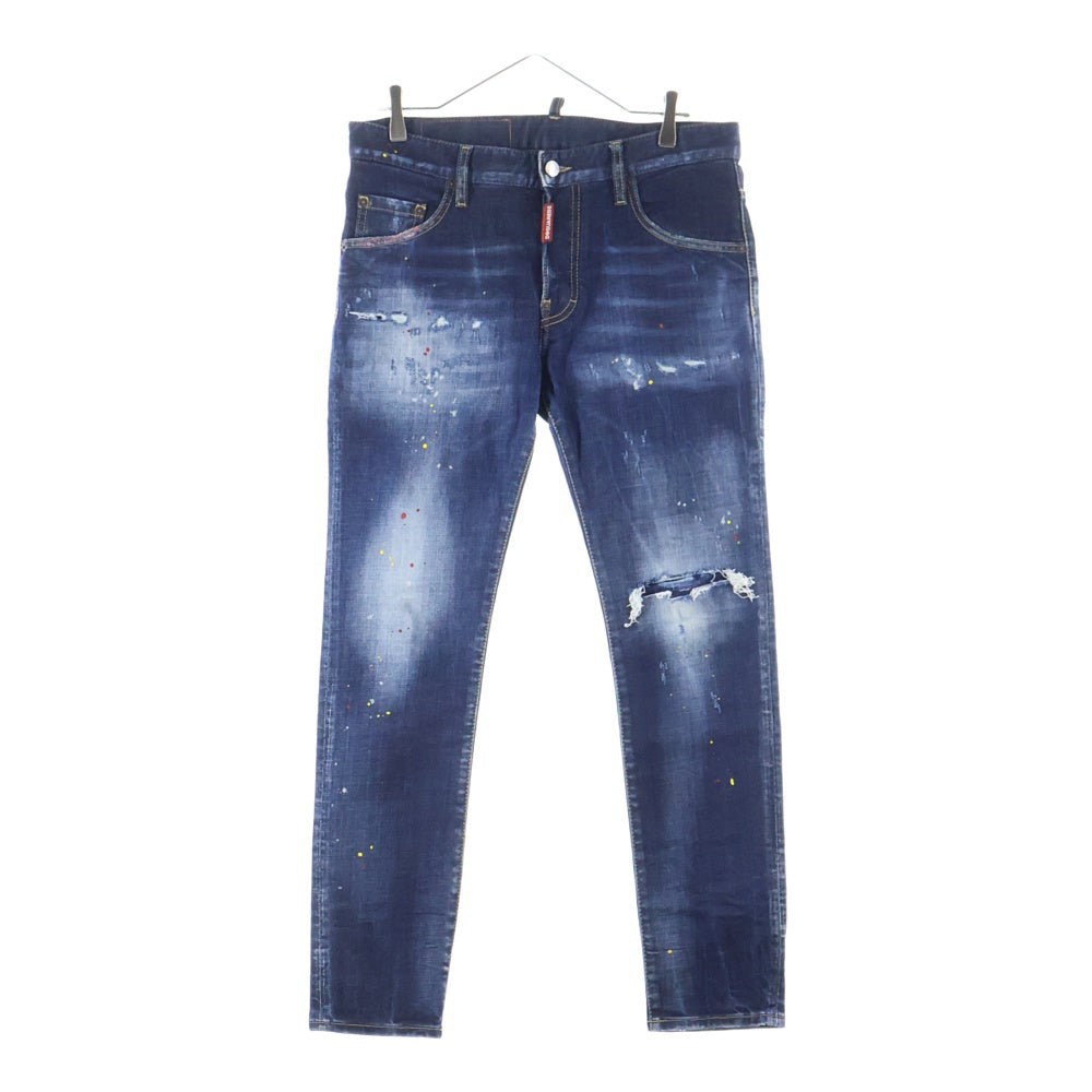 DSQUARED2(ディースクエアード) 21AW SKATER JEAN スケーター ジーンズ ダメージ加工 スリムストレート デニム パンツ インディゴ S74LB0835