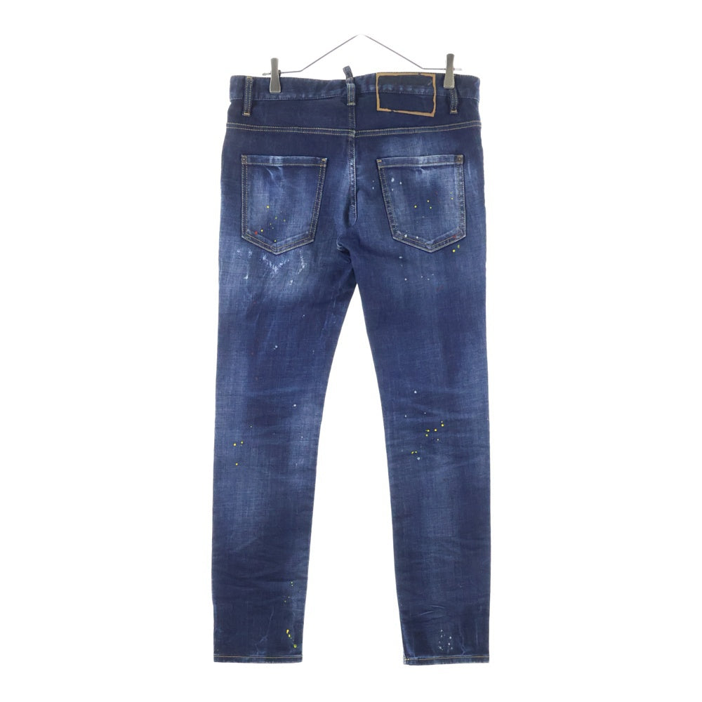 DSQUARED2(ディースクエアード) 21AW SKATER JEAN スケーター ジーンズ ダメージ加工 スリムストレート デニム パンツ インディゴ S74LB0835