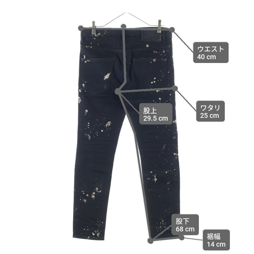 DSQUARED2(ディースクエアード) ペイント加工 スリムストレート デニムパンツ ブラック 71LB028130564