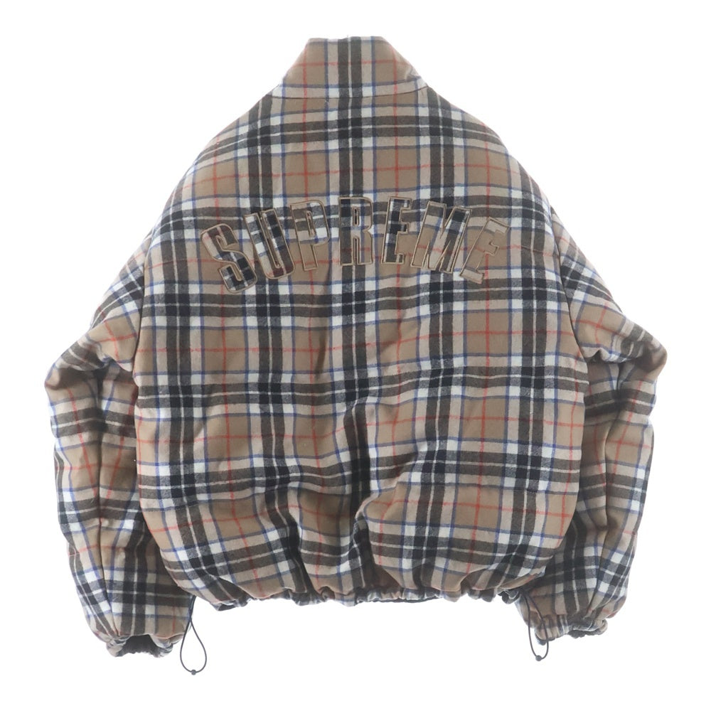 SUPREME(シュプリーム) 24AW Reversible Puffer Jacket 裏地チェック パファー リバーシブル ダウンジャケット ネイビー/グレー