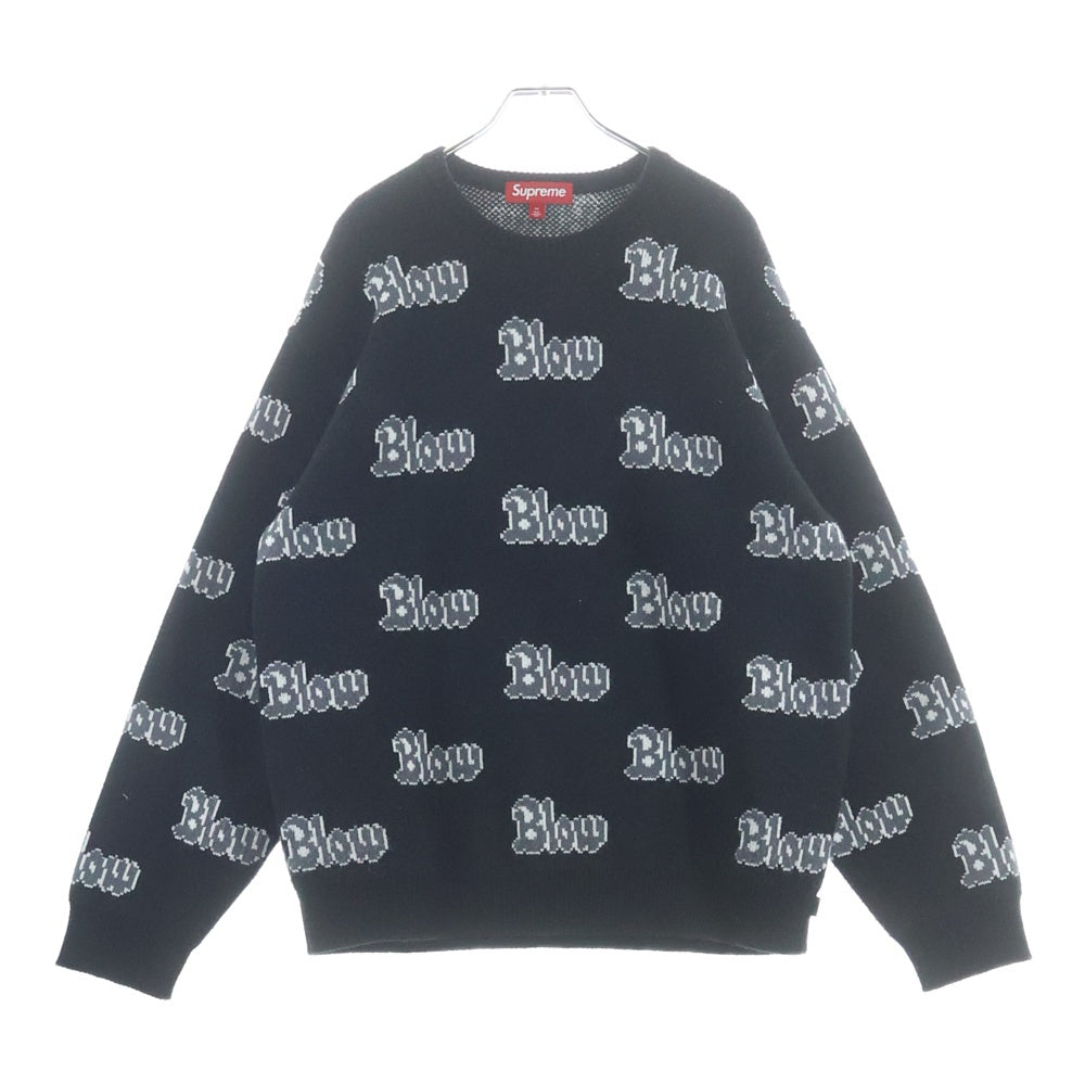 SUPREME(シュプリーム) 23AW Blow Sweater Blowロゴ柄 ジャガード クルーネック プルオーバー ニット セーター ブラック