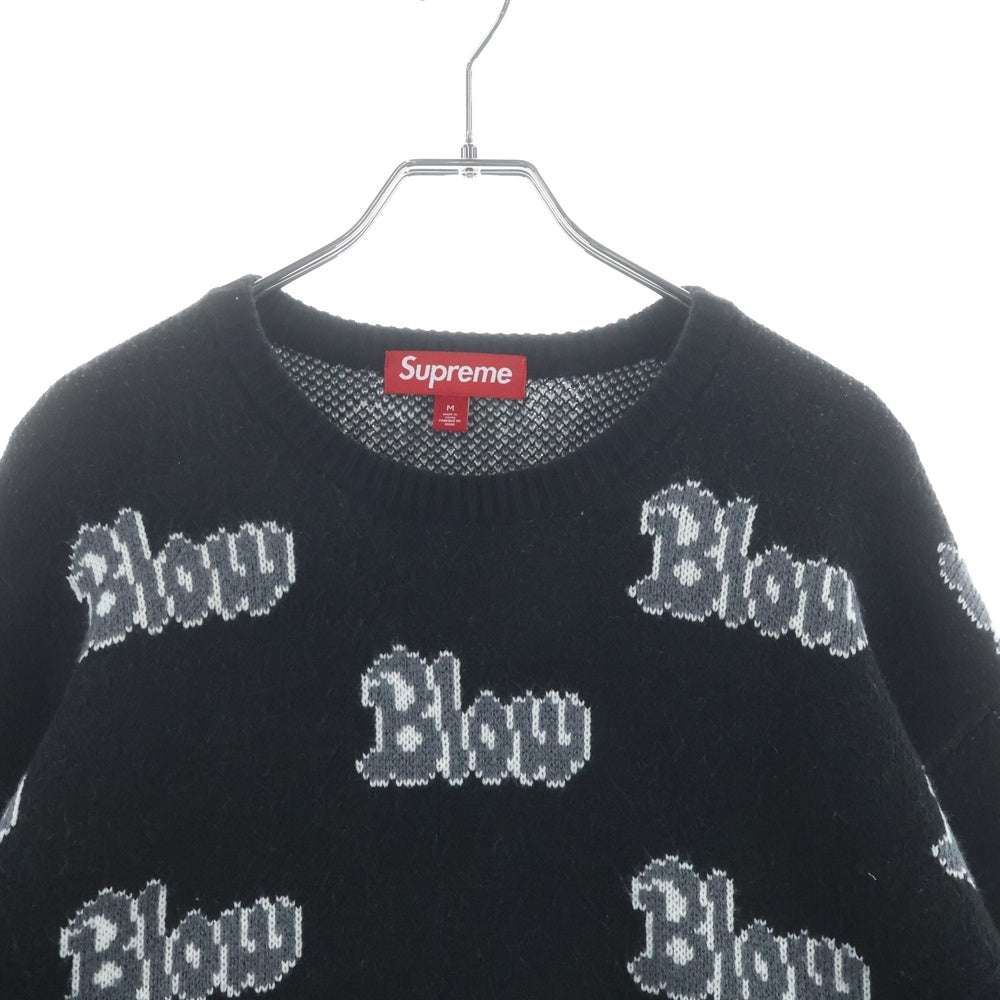 SUPREME(シュプリーム) 23AW Blow Sweater Blowロゴ柄 ジャガード クルーネック プルオーバー ニット セーター ブラック