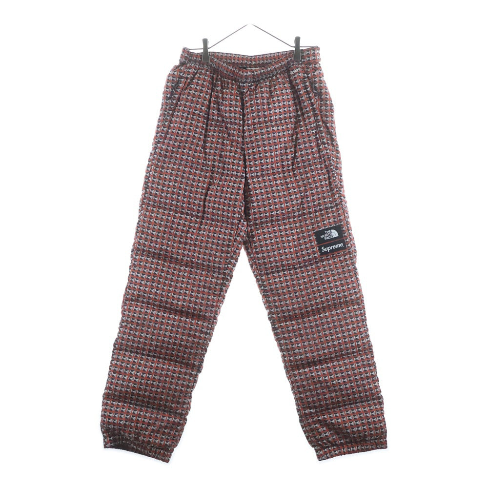 SUPREME(シュプリーム) 21SS ×THE NORTH FACE ノースフェイス ヌプシ ロゴパッチ ジップポケット スタッズプリントデザイン ナイロン パンツ レッド/ブラック ND42101I