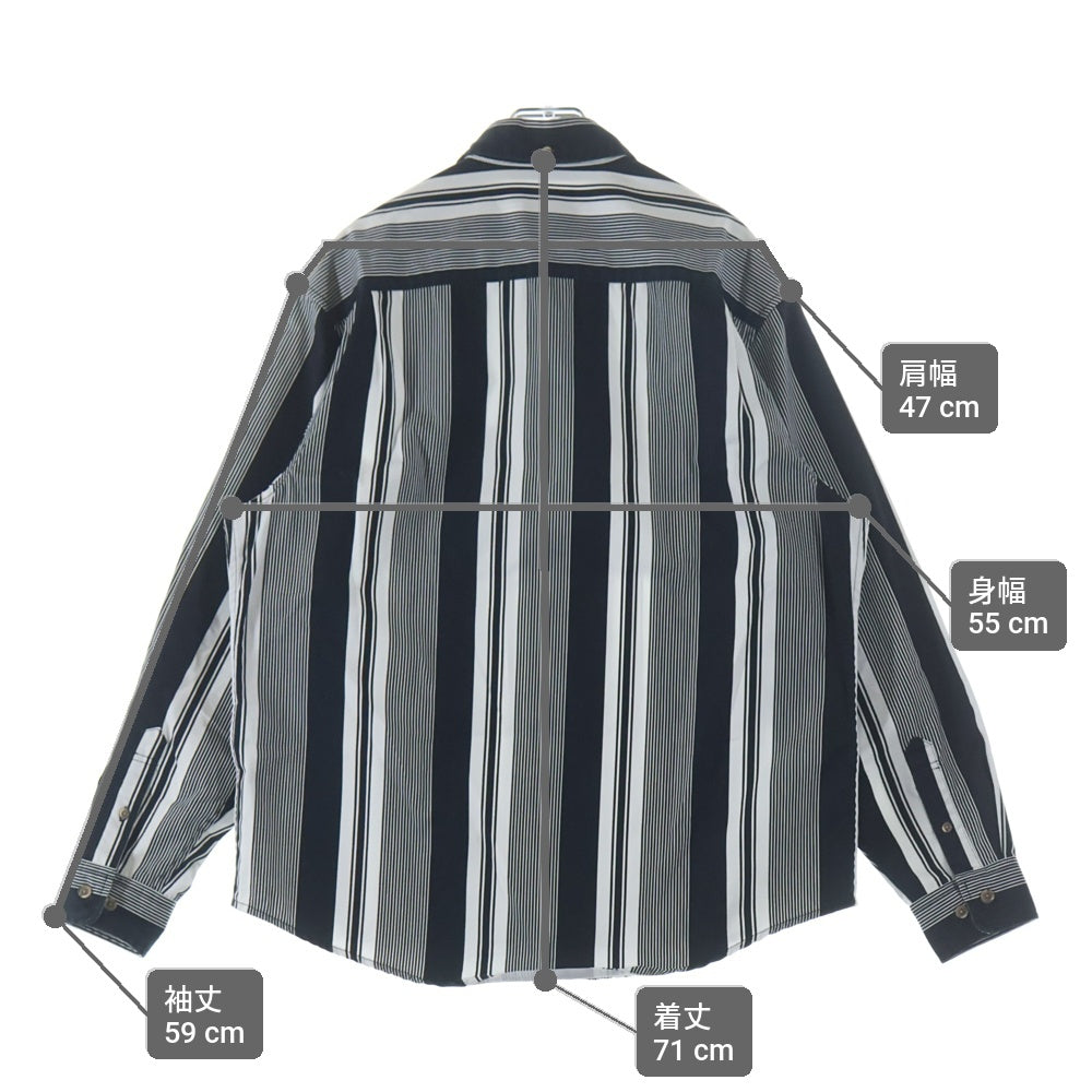 SUPREME(シュプリーム) 21SS ナイキ ロゴエンブロイダリー デニム切り替え レギュラーカラー コットン ツイル ストライプ 長袖シャツ ブラック/ホワイト DB0499-010
