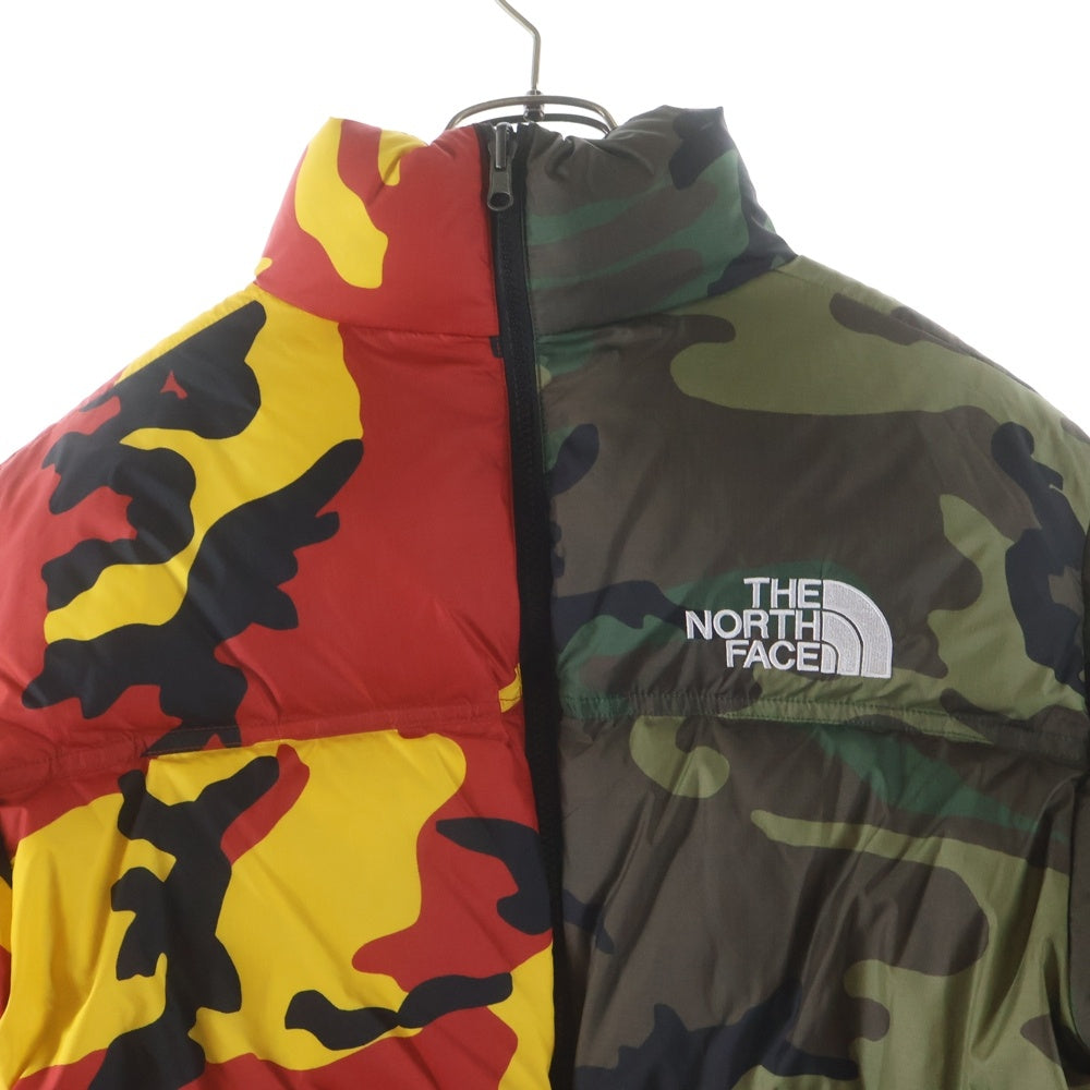 SUPREME(シュプリーム) 24SS ×THE NORTH FACE ノースフェイス ヌプシ スプリット ロゴエンブロイダリー カモ柄 切り替えデザイン ジップアップ ナイロン ダウンジャケット NF0A875F