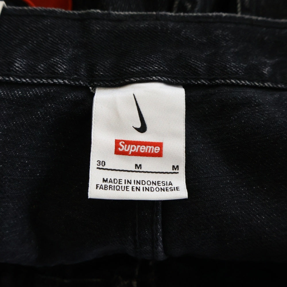 SUPREME(シュプリーム) 24SS ×NIKE Denim Short ナイキ ロゴエンブロイダリー デニムジップアップ ショーツ ハーフパンツ ブラック FQ0344-010