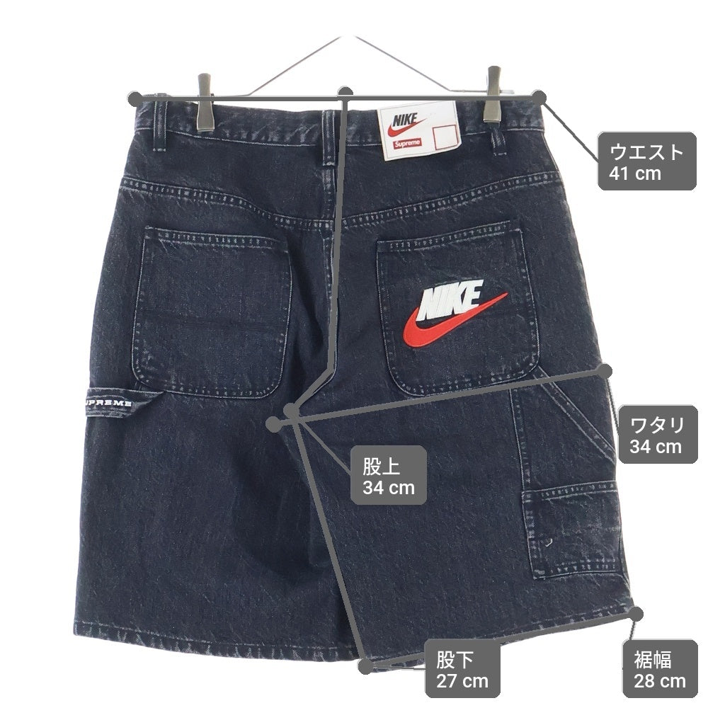 SUPREME(シュプリーム) 24SS ×NIKE Denim Short ナイキ ロゴエンブロイダリー デニムジップアップ ショーツ ハーフパンツ ブラック FQ0344-010